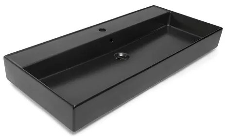 Umývadlo SAT Infinitio 100,4x46,5 cm černá mat s otvorom uprostred SATINF10046BKM
