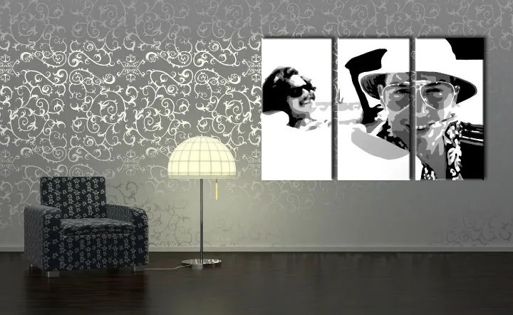 Ručne maľovaný POP Art obraz Fear and Loathing in Las Vegas 3 dielny  lv
