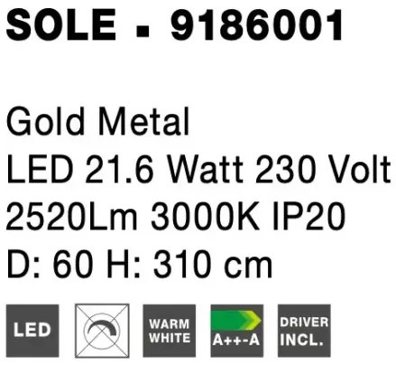 LED luster Sole 60 zlaté