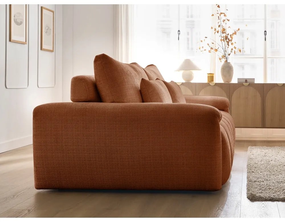 Ženilková pohovka v tehlovej farbe 264 cm Ivane – Bobochic Paris