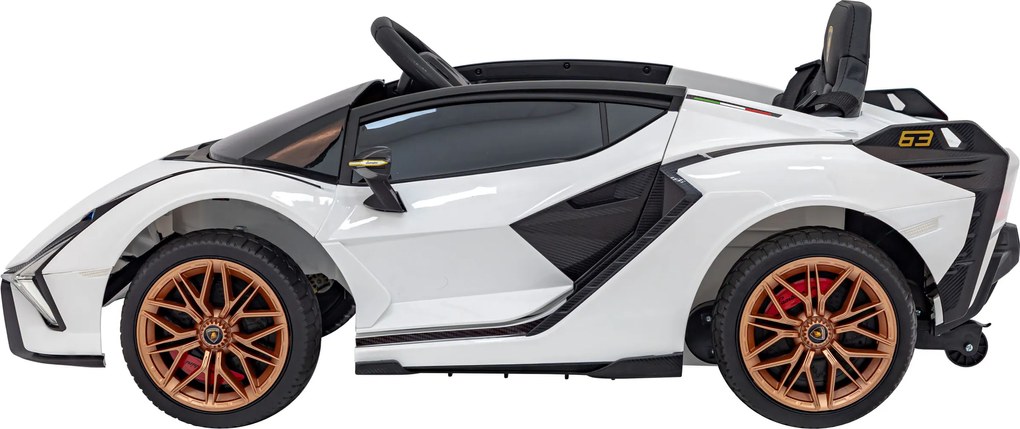 Ramiz Lamborghini SIAN batéria pre deti biela + diaľkové ovládanie + EVA + pomalý štart + zvuková LED dióda