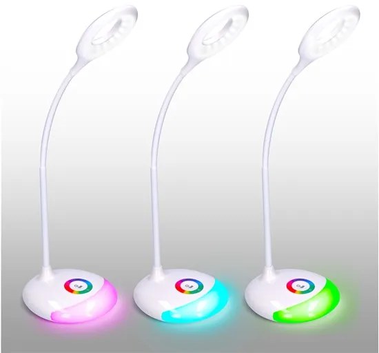 Stolná lampička ZOOM - LED 5W - nastaviteľná farba podsvietenia - s integrovanou batériou - biela