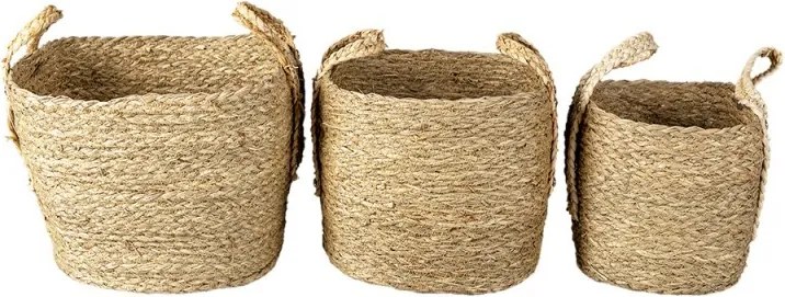 3 ks pletených košov Marcia s uchy- Ø27*21/30 / Ø23*19/27 / Ø20*17*25 cm