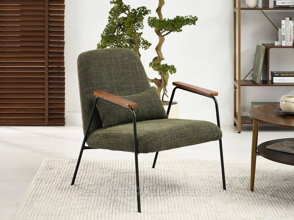 Kreslo Elba (zelená + orech). Akcia -20%. Vlastná spoľahlivá doprava až k Vám domov. 1110002