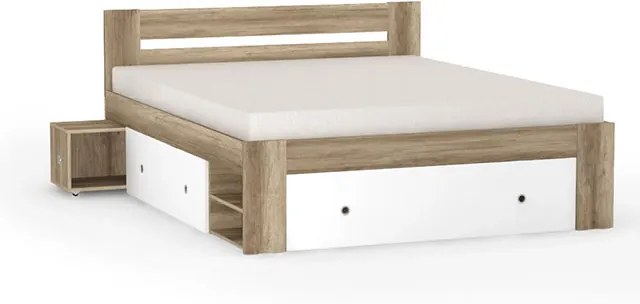 DREVONA09 Manželská posteľ dub canyon + biela 160 cm LARISA