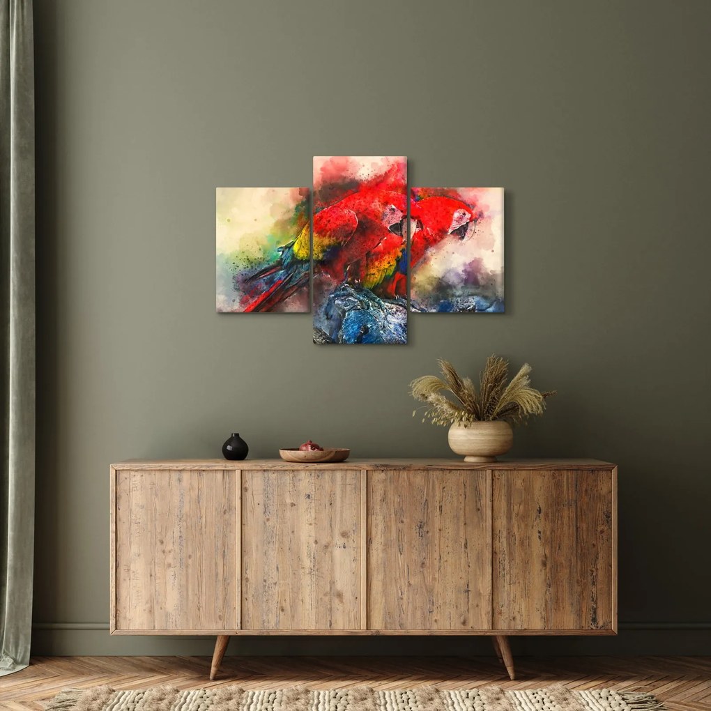 Obraz červených papagájov ara (90x60 cm)