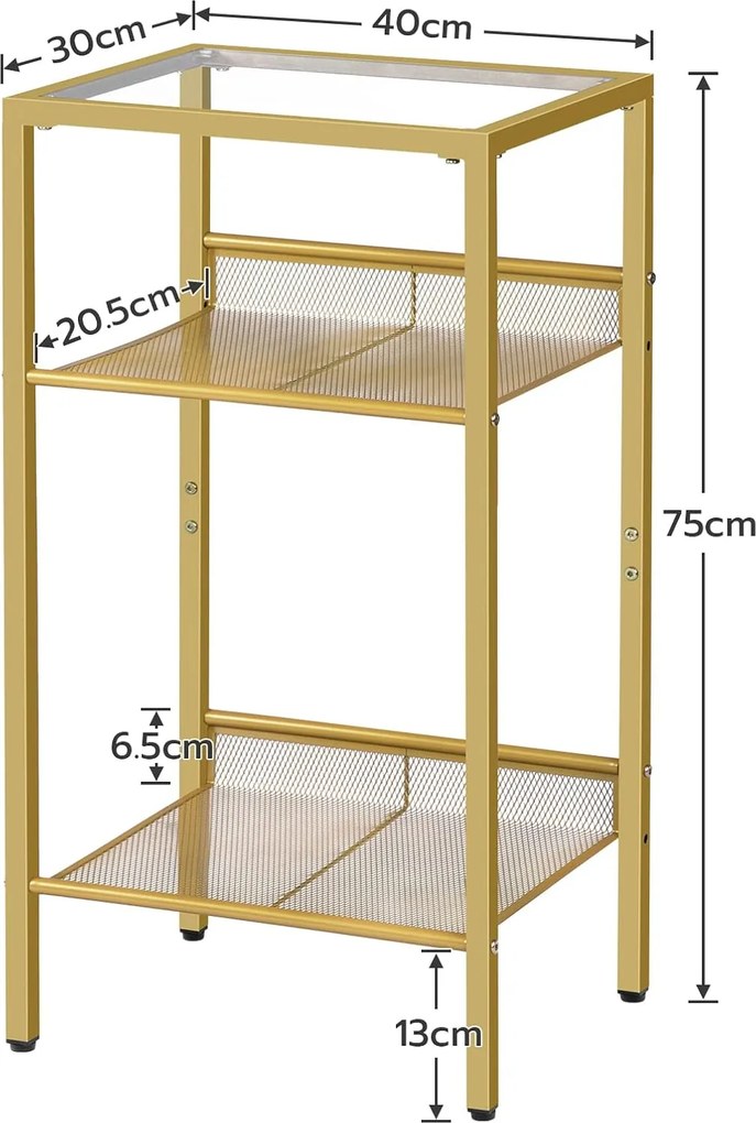 Odkladací stolík Vasagle Nortia 40 cm číry/zlatý