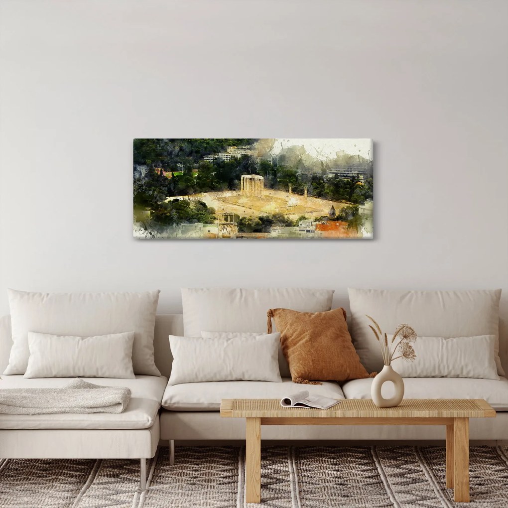 Obraz - Chrám Dia, Atény, Grécko (120x50 cm)