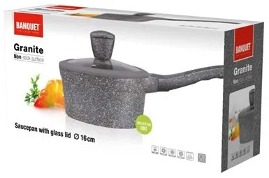 BANQUET GRANITE Rajnica s nepriľnavým povrchom 16 cm, so sklenenou pokrievkou 40050816