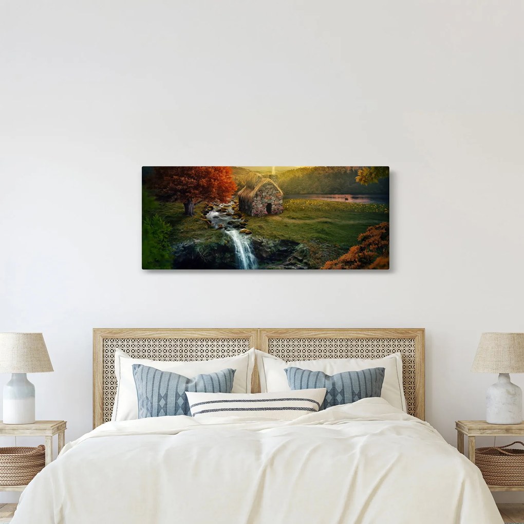 Obraz Chalupku v rozprávkovej krajine (120x50 cm)