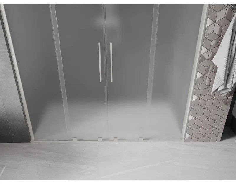 Mexen Velar L Duo, posuvné sprchové dvere do otvoru 200 cm, 8mm sklo námraza, brúsená oceľ, 871-200-003-32-97