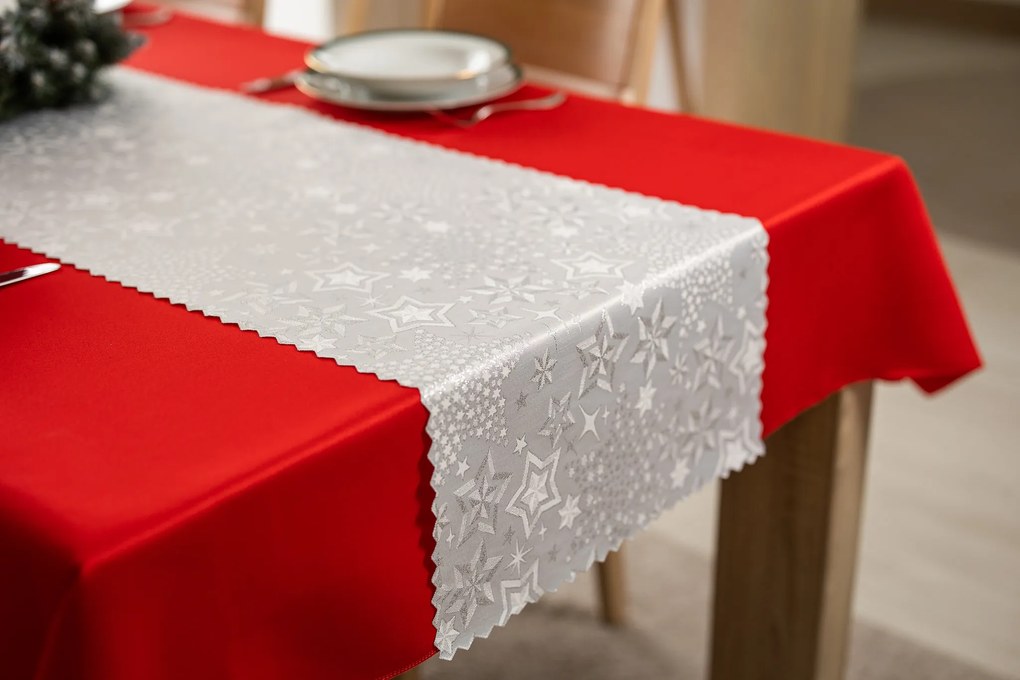 Dekorstudio Luxusný Vianočný behúň na stôl s hviezdami - strieborný SW30 Rozmer behúňa (šírka x dĺžka): 40x140cm