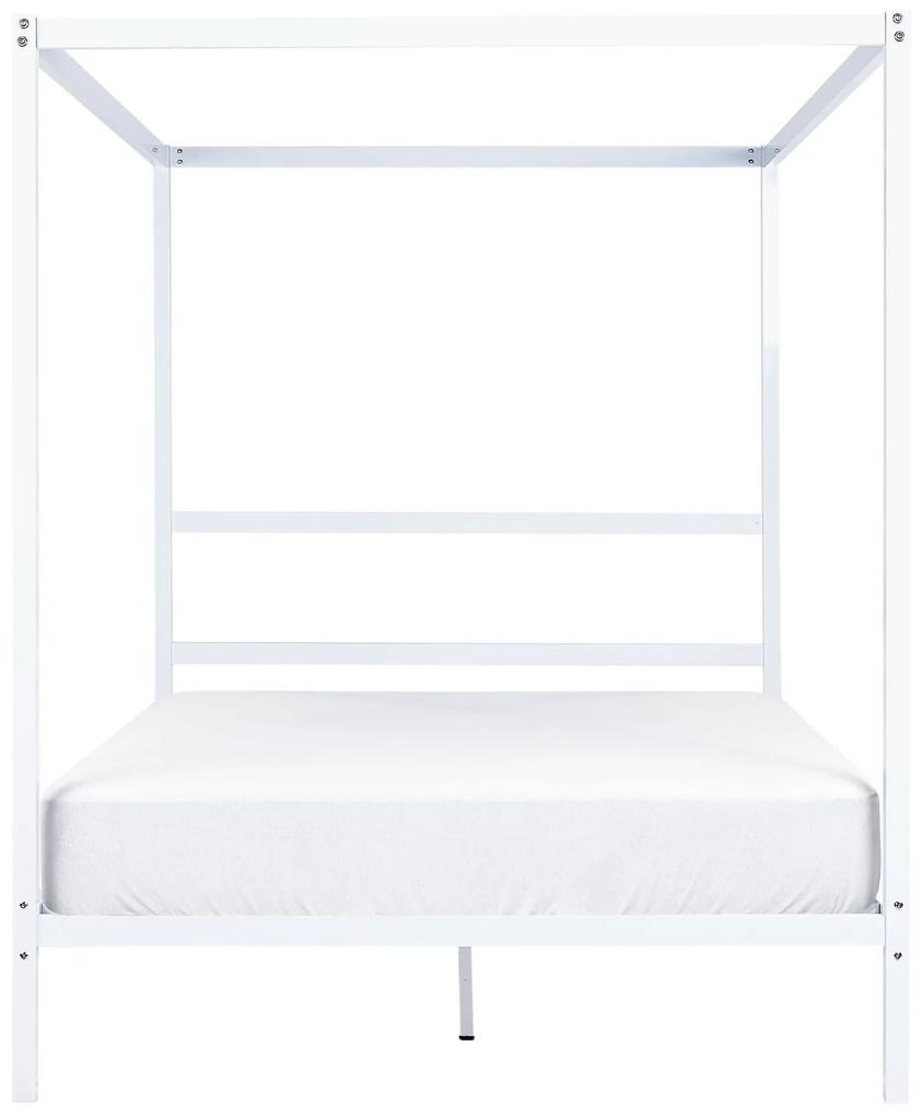 Kovová posteľ s baldachýnom 140 x 200 cm biela LESTARDS Beliani