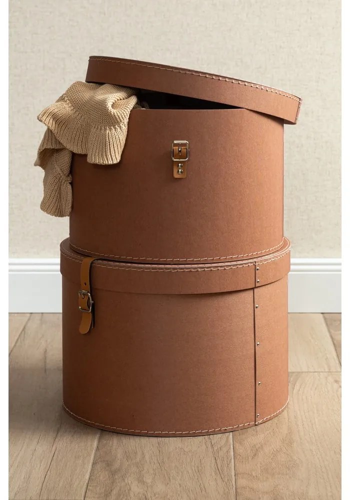 Hnedé kartónové úložné boxy v súprave 2 ks s vekom ø 37,5x25 cm Rut Restore Paper Laminate – Bigso