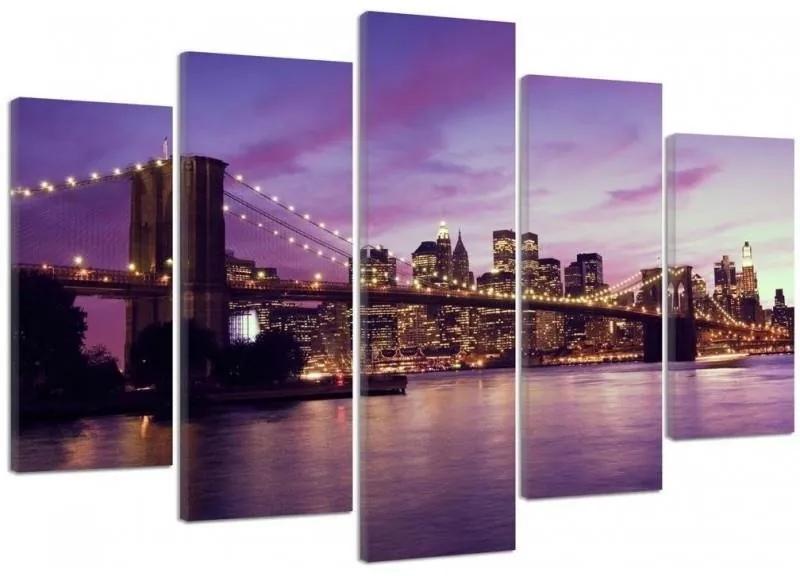 Obraz na plátně pětidílný Newyorský most - 100x70 cm
