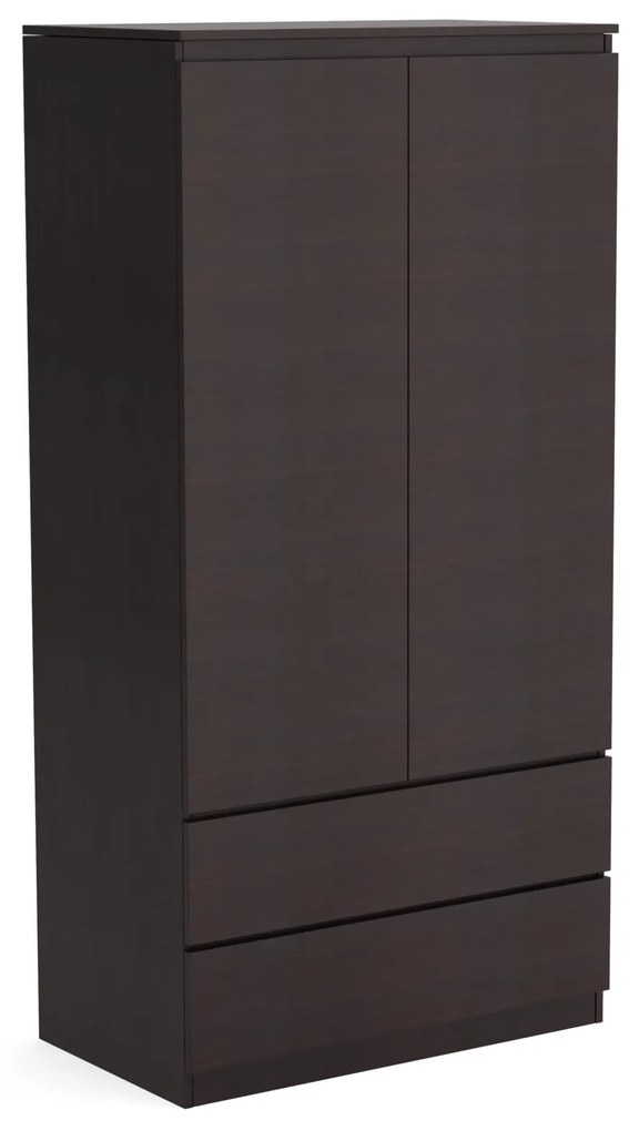 Šatní skriňa 90cm so 2 zásuvkami a vešiakom LUNE Wenge