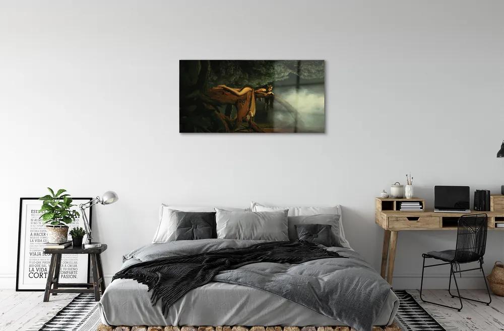 Obraz plexi Žena strom mraky 100x50 cm
