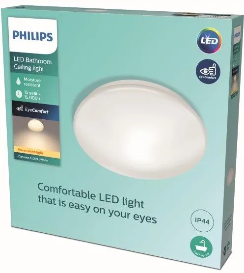 Philips Canopus LED CL259 Stropné svietidlo do kúpeľne kruhové 20W/2000lm 390mm 2700K IP44 biela