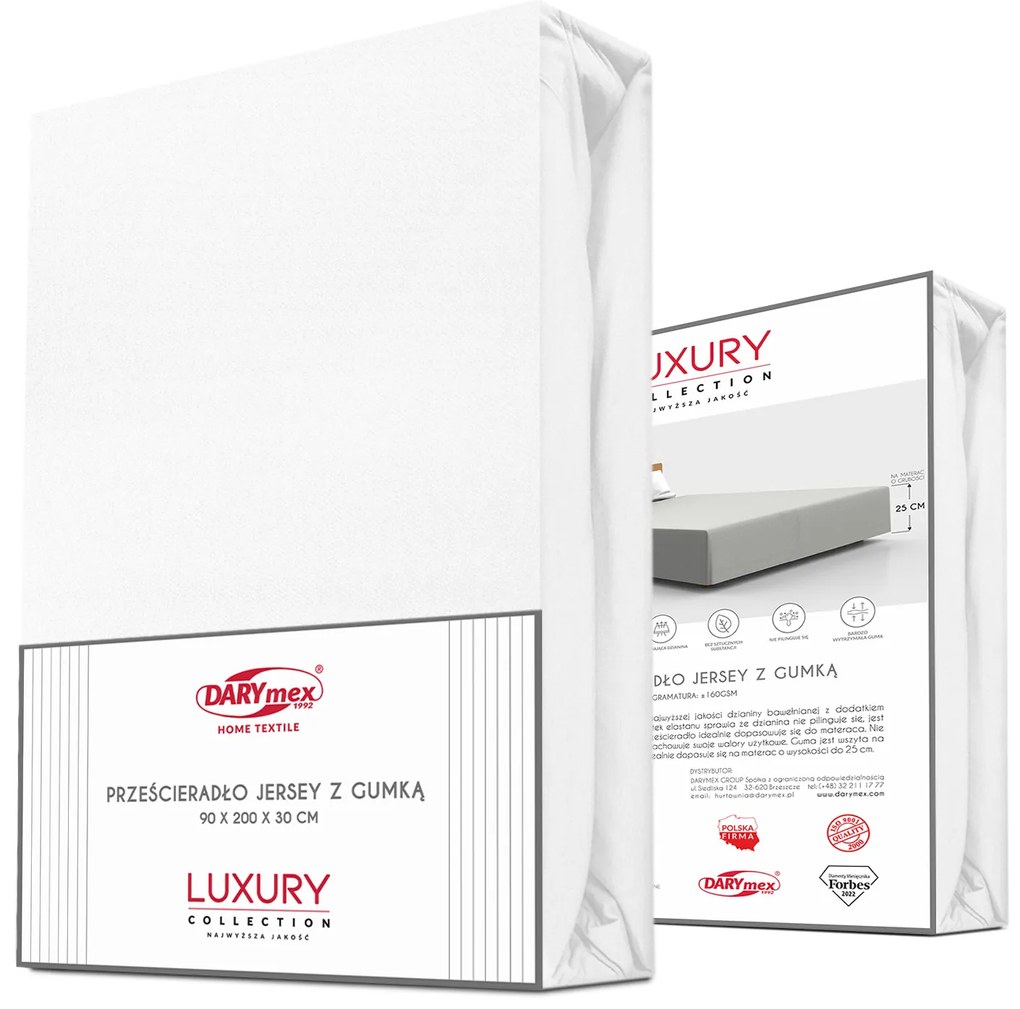 JERSEY PRESTIERADLO 200X220 CM, VÝŠKA 30 CM BIELE