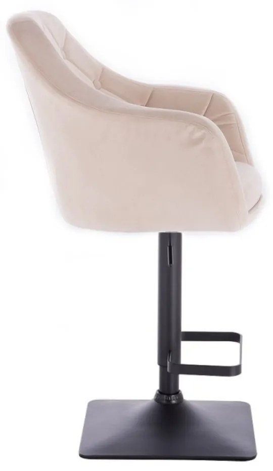 LuxuryForm DESIGN Barová stolička ANDORA VELUR na čiernej hranatej podstave - krémová