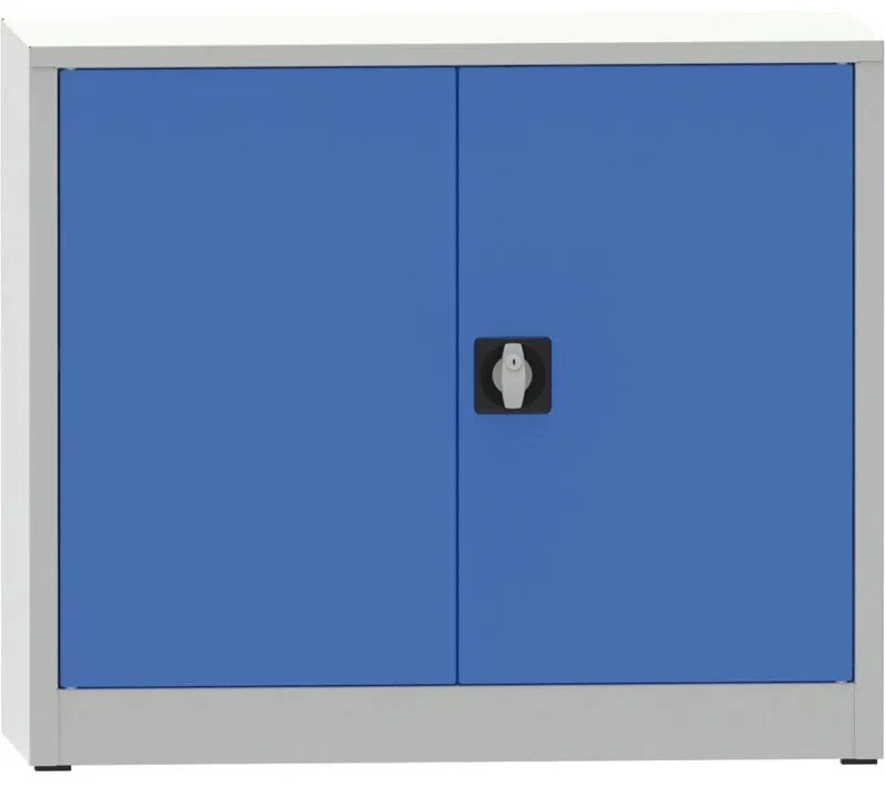 Dielenská policová skriňa na náradie KOVONA JUMBO, 1 polica, zváraná, 800 x 950 x 500 mm, sivá / modrá