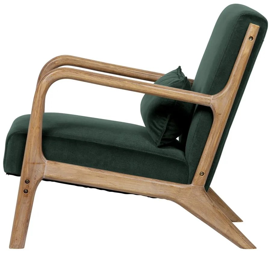 Tmavozelené zamatové kreslo WOOOD Mark