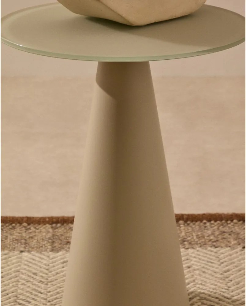 Okrúhly odkladací stolík so sklenenou doskou ø 35 cm Wilshire – Kave Home