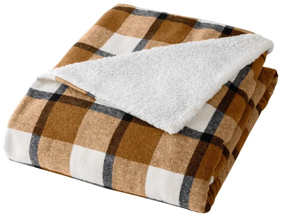 Hnedá deka s baránkom 125x150 cm Ecossais – douceur d'intérieur