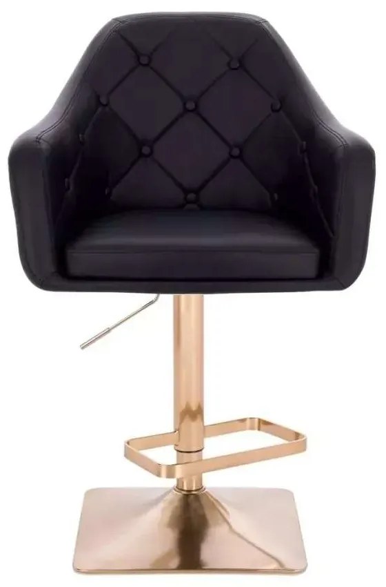 LuxuryForm DESIGN Barová stolička ANDORA na zlatej hranatej podstave - čierna