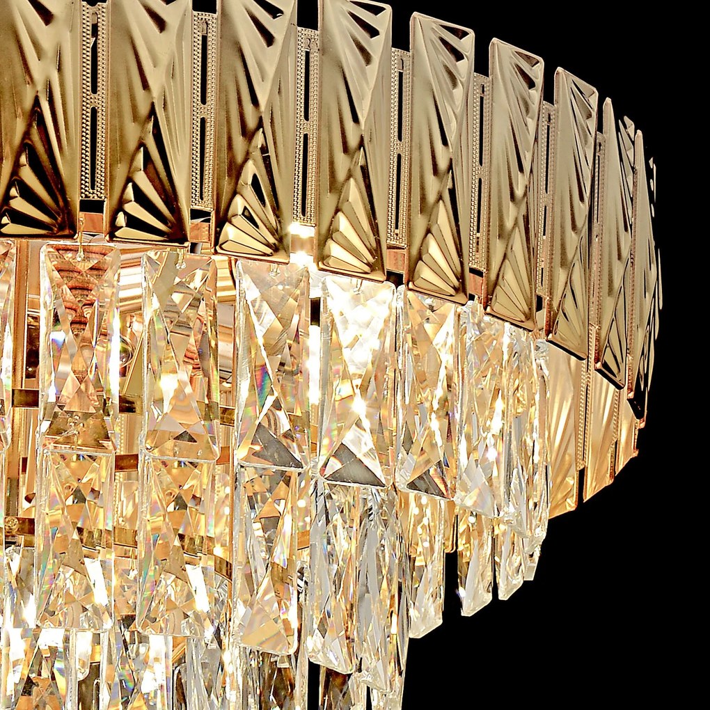 Toolight Toolight, závesné krištáľové svietidlo 80cm, 12xE14, G061-CP, zlatá, OSW-08995