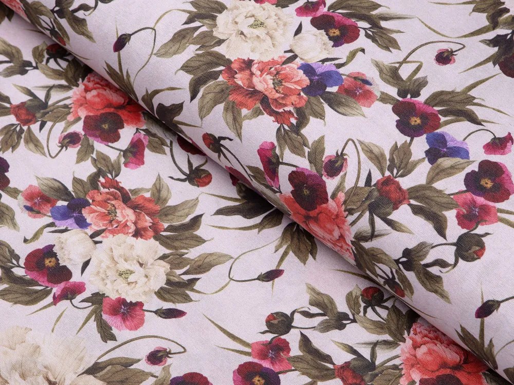 Biante Dekoračný obdĺžnikový obrus Leona LN-075 Farebné kvety na smotanovom 130x220 cm