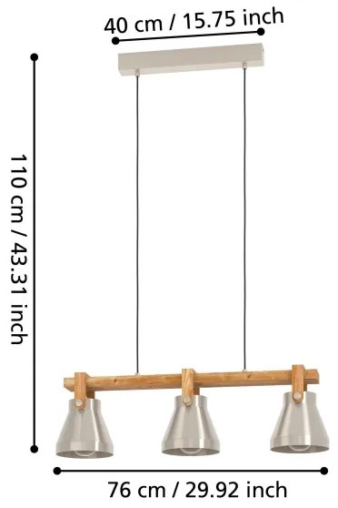 Eglo 43952 - Luster na lanku CAWTON 3xE27/40W/230V