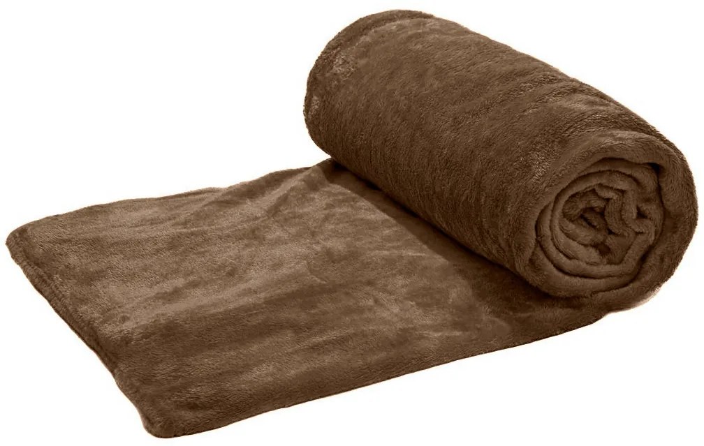 Tmavohnedá mikroplyšová deka VIOLET, 200x230 cm