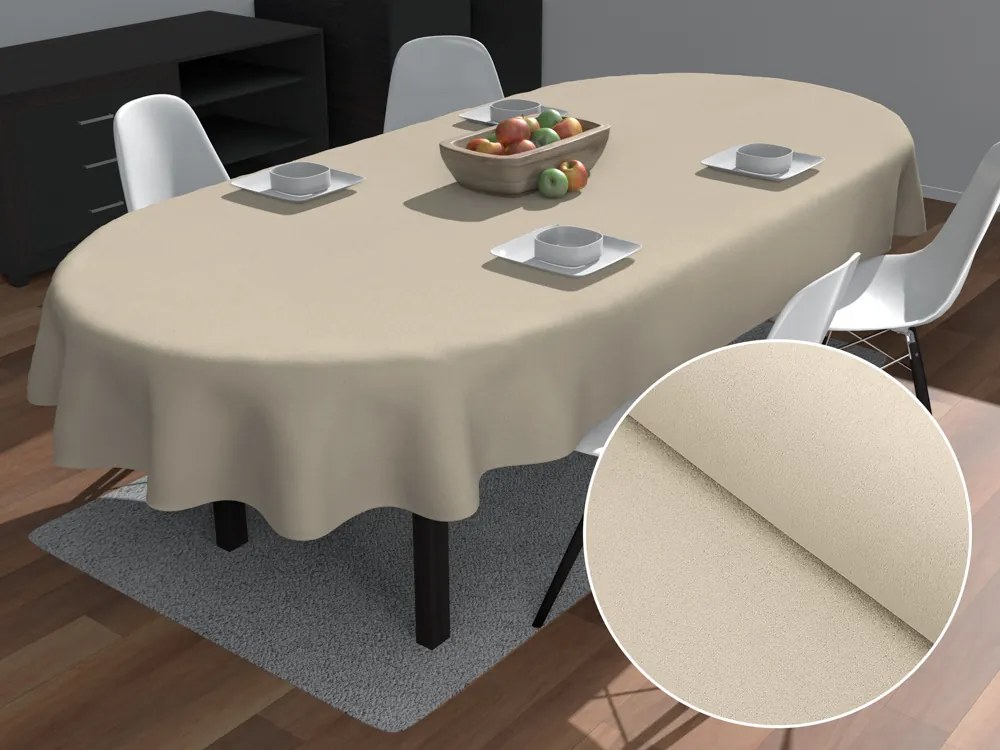 Biante Dekoračný oválny obrus BKU-121 Latte 140x220 cm