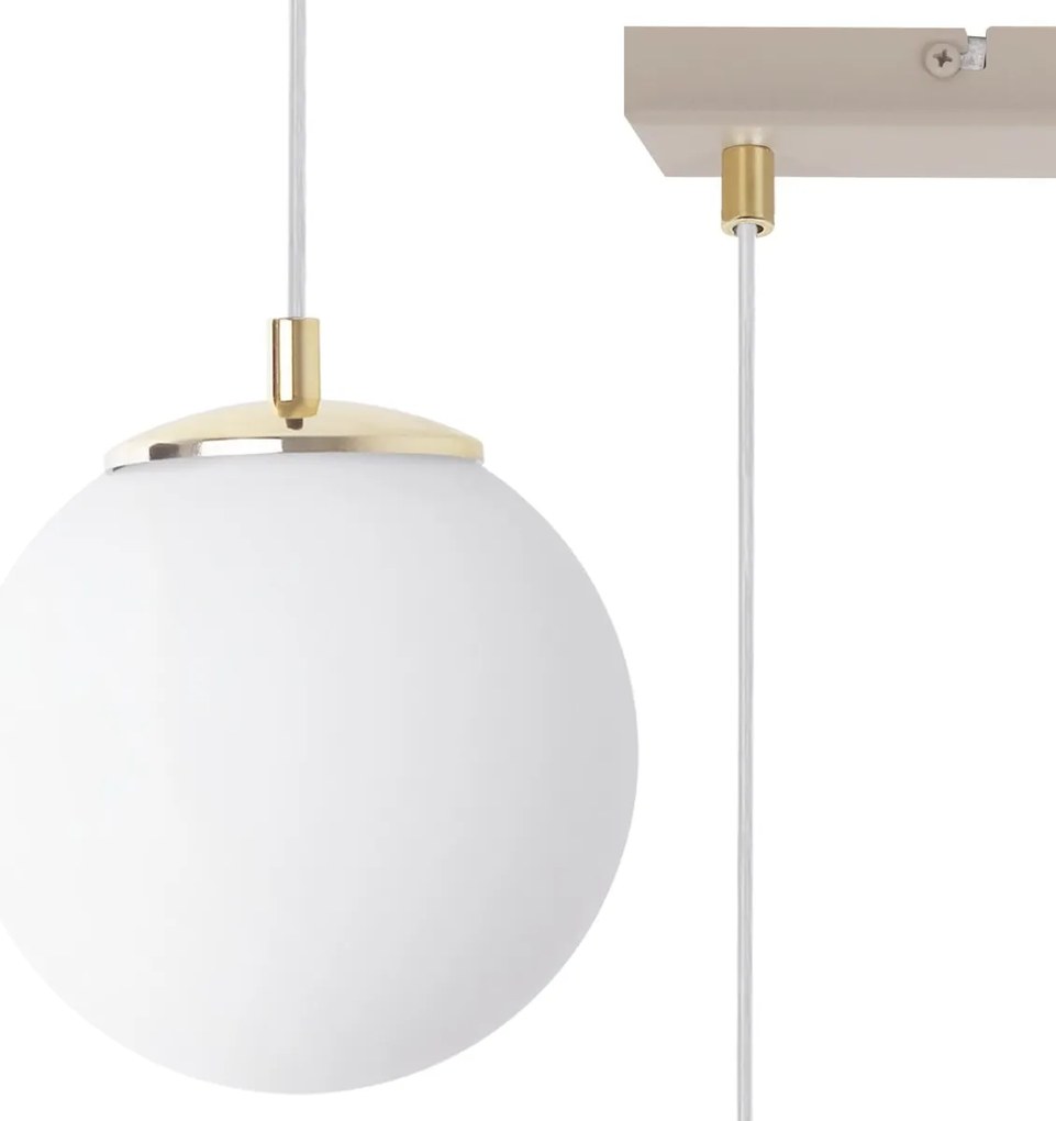 Závesné svietidlo Florence, 2x biele sklenené tienidlo, g/be