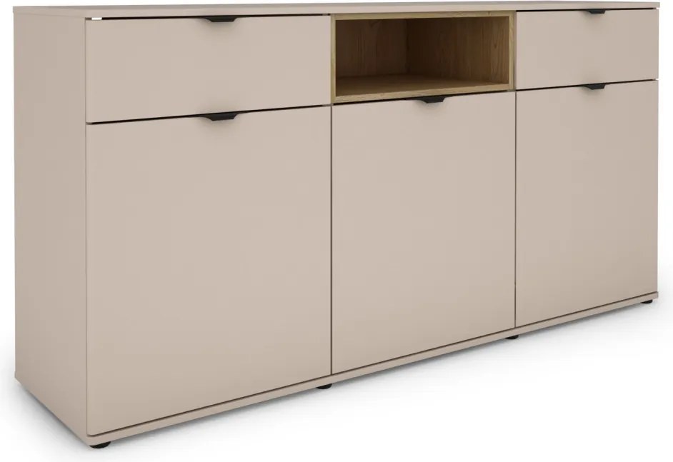 Široká komoda Avola, 180 cm, béžová kašmír/dub cremona