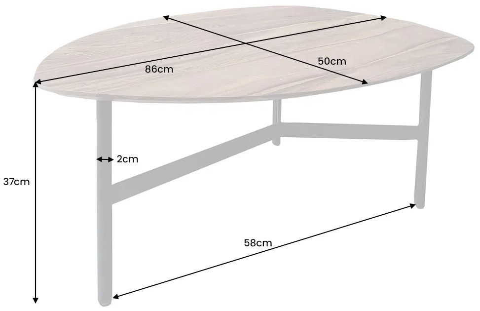 Dizajnový konferenčný stolík Machiko 86 cm Sheesham