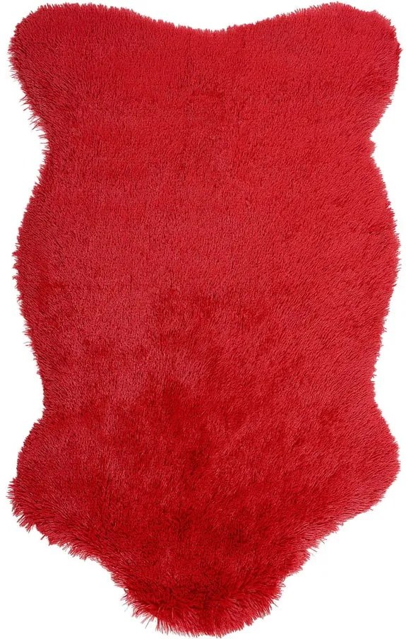Červený kožušinový koberec Ranto Soft Bear, 70 × 105 cm