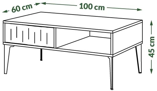 Konferenčný stolík so zásuvkou RONJA taupe/čierna