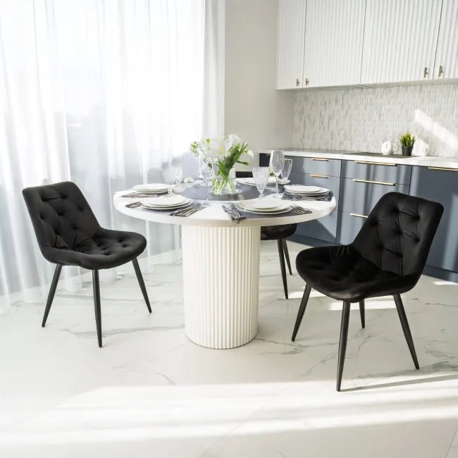 Jedálenská stolička ELIOT zamatová, čierna