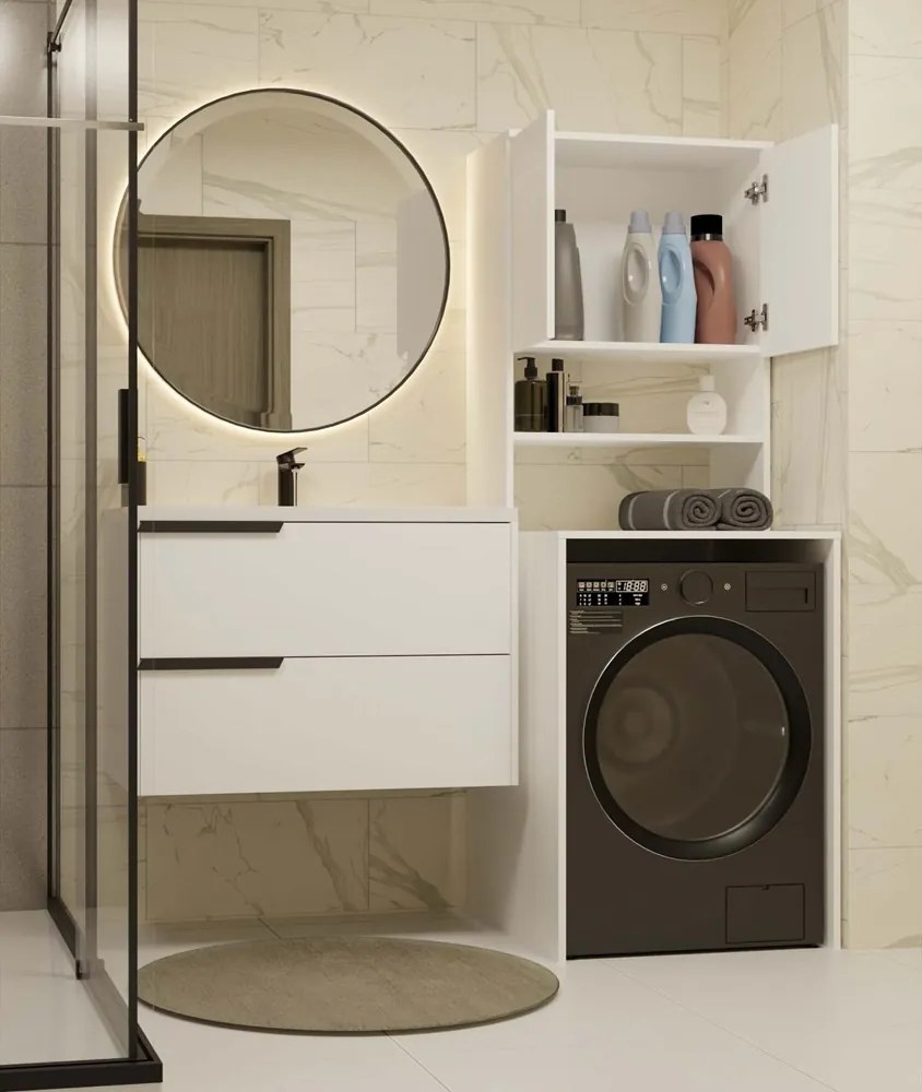 Kúpeľňová skrinka nad práčku POLA MULTI biela