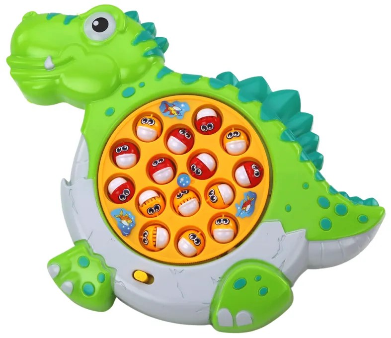 LEAN TOYS Arkádová hra – Rybolov v tvare dinosaura, zelený
