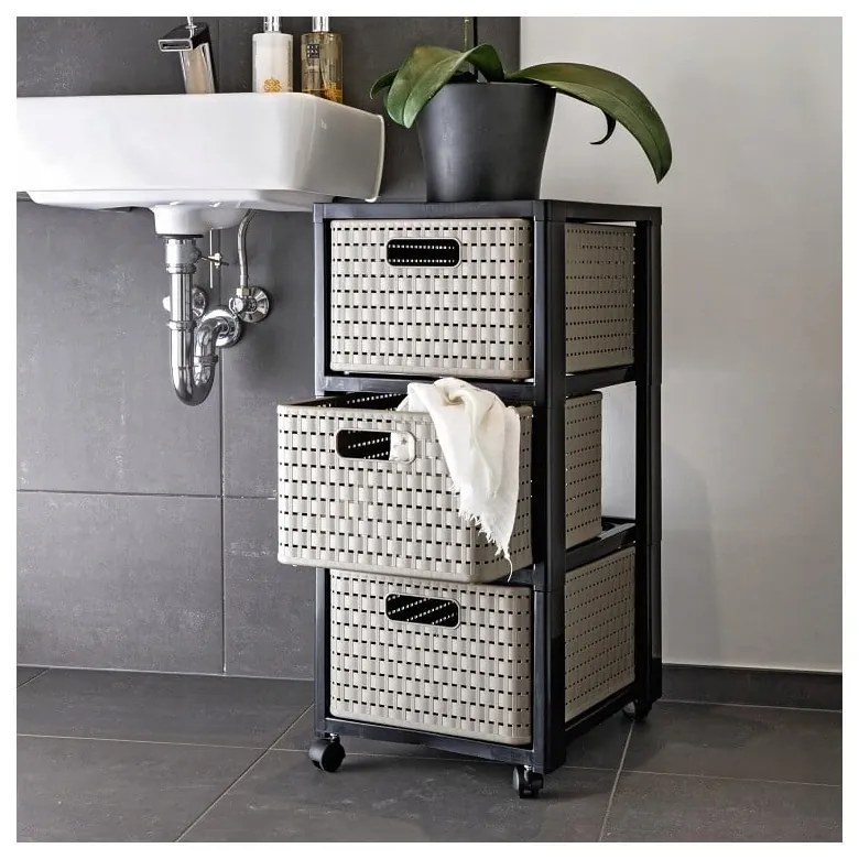 Sivý plastový kúpeľňový regál 32,5 x71 cm Country – Rotho