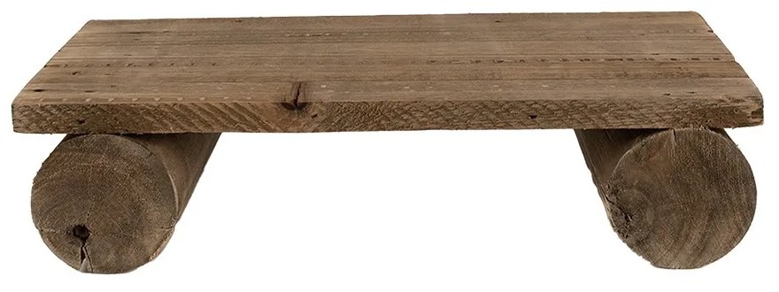 Hnedý dekoračný kvetinový drevený obdĺžnikový stolík - 25*12*8 cm