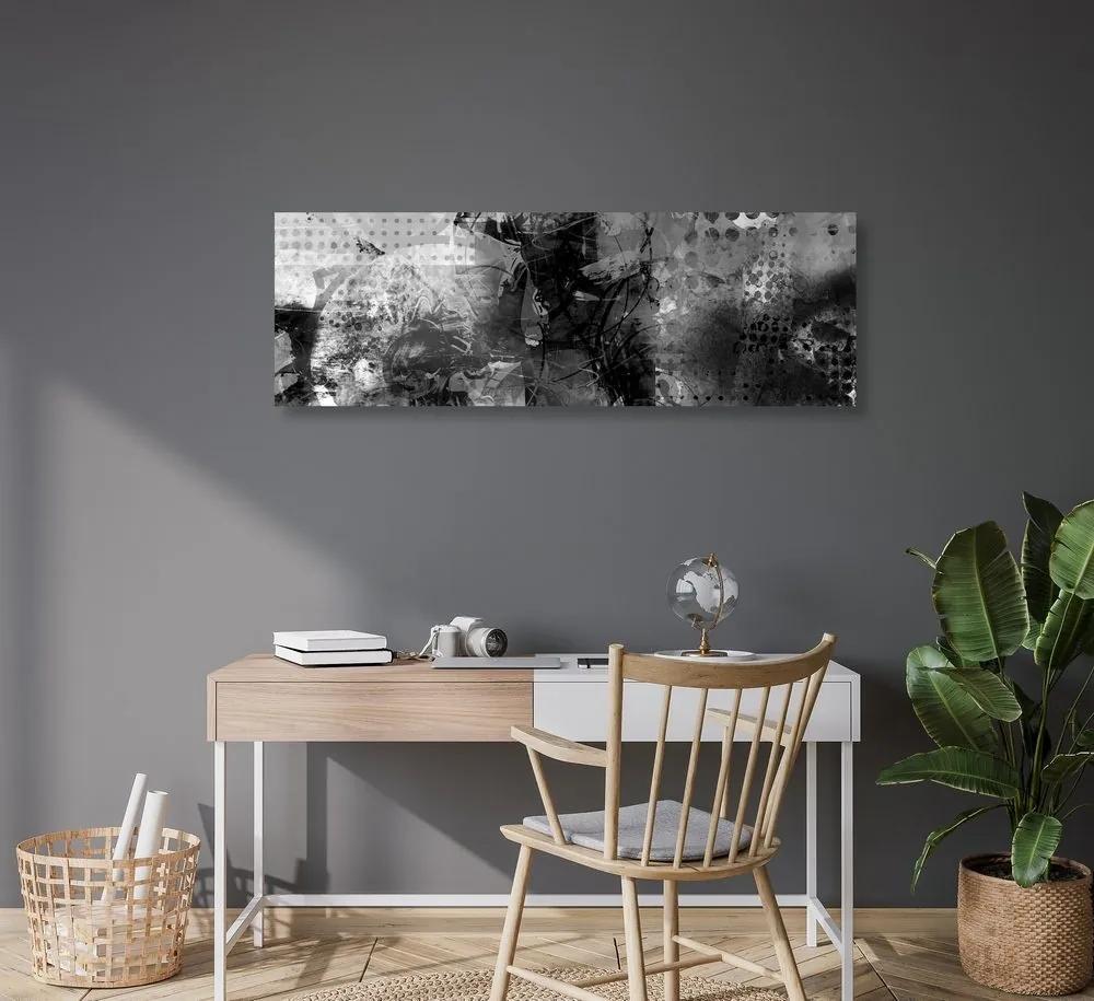 Obraz moderná mediálna maľba v čiernobielom prevedení - 150x50