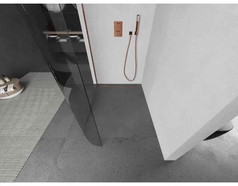 Mexen Kioto, zaoblená sprchová zástena 130 x 200 cm, 8mm číre sklo, ružové zlato profil, 800-130-101-60-06