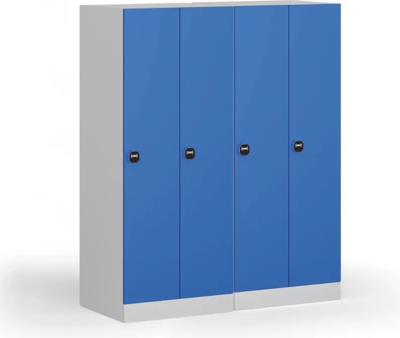 Šatníková skrinka S1 znížená, 2 oddiely, 1500 x 600 x 500 mm, zámok s čítačkou RFID kariet, béžové dvere