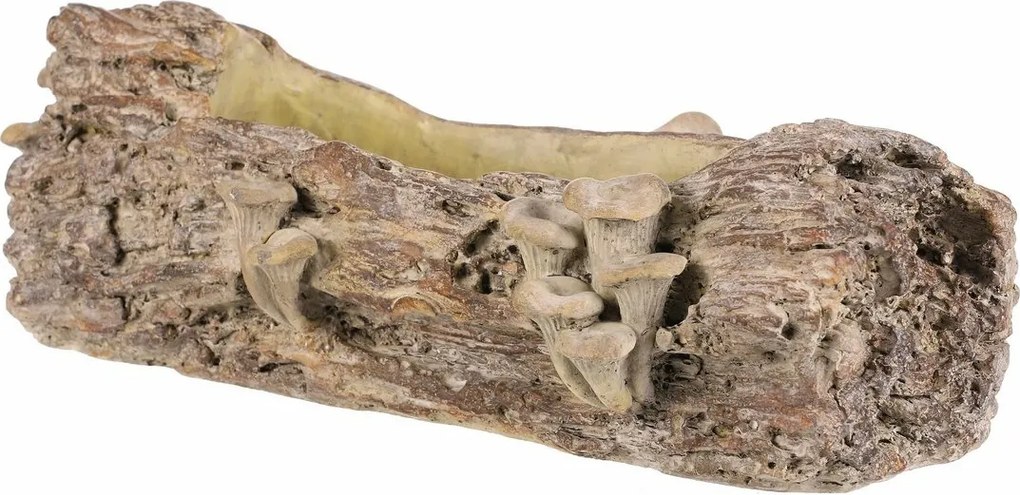 Obal betónový - kvetináč, drevo s hubami, 41 x 19 x 13 cm, hnedá, 41 cm