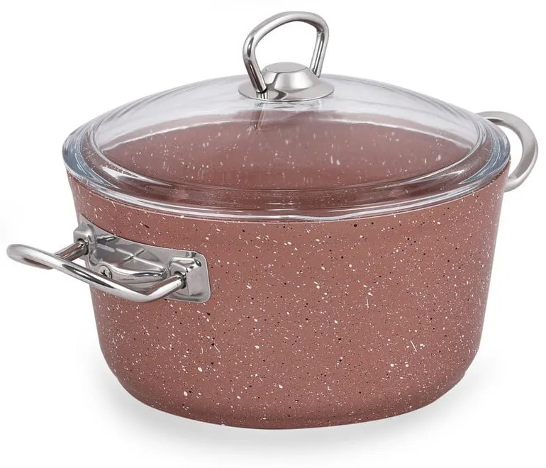 Ružový hliníkový hrniec s pokrievkou Güral Porselen Classic, ø 20 cm