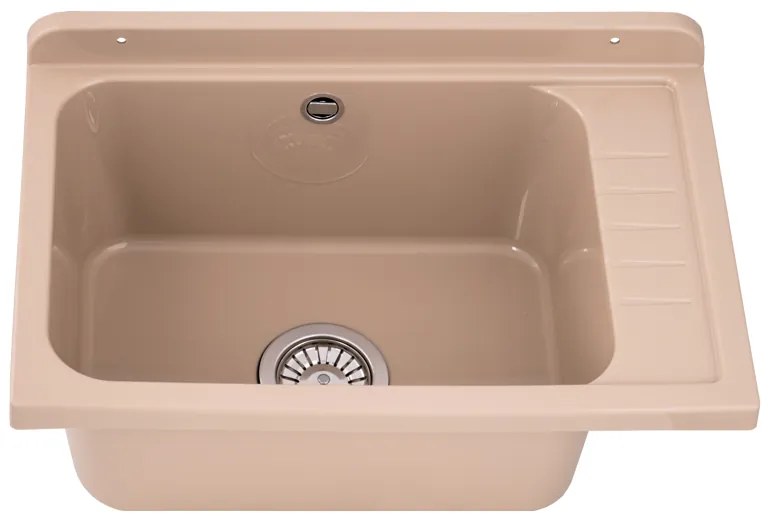 Gamma Selva, univerzálna plastová výlevka 58x38x26,7 cm + sifón, 1-komorová, béžová, GMA-KGS58-B